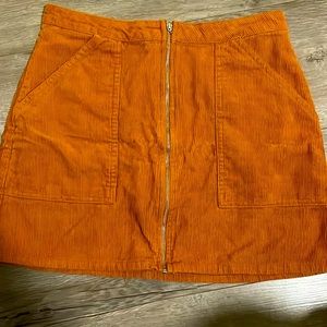 Pretty Burnt Orange Corduroy Mini Zippered Skirt w/ Pockets Size Medium